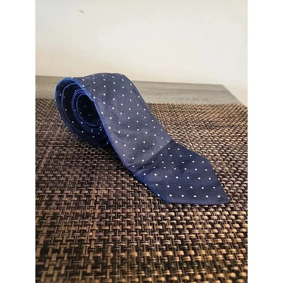 FAÇONNABLE Black Polka Dot Silk Tie HANDMADE FRANCE 60"/ 3.5" Embroidered Logo - Picture 1 of 10